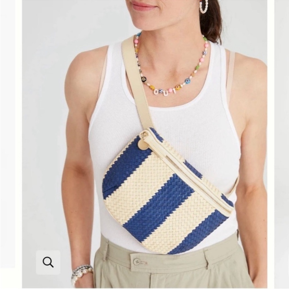 CLARE V. Woven Leather Striped Fanny Pack - Picture 11 of 12
